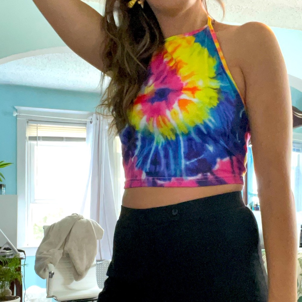 Rainbow Halter Tie Top